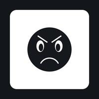 Angry emoticon icon, simple style vector