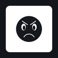 Angry emoticon icon, simple style vector