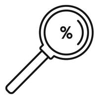 Tax percent magnifier icon, outline style vector