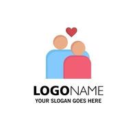 Couple Love Marriage Heart Business Logo Template Flat Color vector