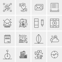 16 iconos de negocios universales vector ilustración de icono creativo para usar en proyectos relacionados con la web y dispositivos móviles