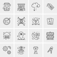 16 iconos de negocios universales vector ilustración de icono creativo para usar en proyectos relacionados con la web y dispositivos móviles