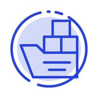 Box Good Logistic Transportation Ship Blue Dotted Line Line Icon vector