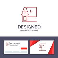 Creative Business Card and Logo template Conference Business Event Presentation Room Speaker Speech Vector Illustration