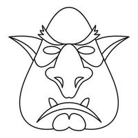 icono de cabeza de troll, estilo de esquema vector