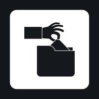 Hand stealing e-mail icon, simple style vector