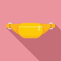 Hipster waist bag icon, flat style vector