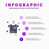 secado de ropa colgando icono sólido infografía 5 pasos fondo de presentación vector