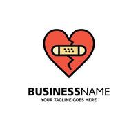 Broken Emotions Forgiveness Heart Love Business Logo Template Flat Color vector