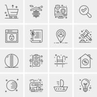 16 iconos de negocios universales vector ilustración de icono creativo para usar en proyectos relacionados con la web y dispositivos móviles