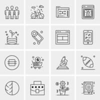 16 iconos de negocios universales vector ilustración de icono creativo para usar en proyectos relacionados con la web y dispositivos móviles