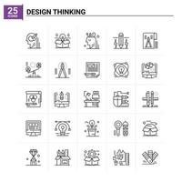 25 iconos de pensamiento de diseño conjunto de antecedentes vectoriales vector