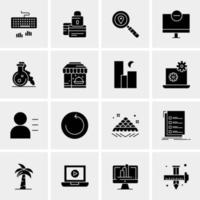 16 iconos de negocios universales vector ilustración de icono creativo para usar en proyectos relacionados con la web y dispositivos móviles