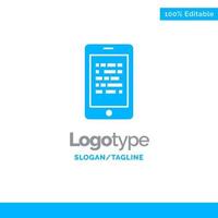 Mobile Read Data Secure E learning Blue Solid Logo Template Place for Tagline vector