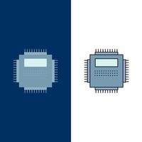 Processor Hardware Computer PC Technology Flat Color Icon Vector