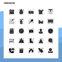 25 conjunto de iconos de bombero plantilla de ilustración de vector de icono de glifo sólido para ideas web y móviles para empresa comercial