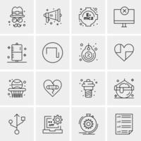 16 iconos de negocios universales vector ilustración de icono creativo para usar en proyectos relacionados con la web y dispositivos móviles