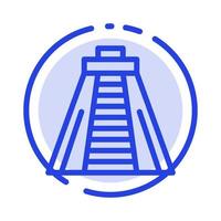 Chichen Itza Landmark Monument Blue Dotted Line Line Icon
