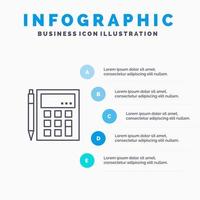 cuenta contable calcular cálculo calculadora financiera matemática línea icono con 5 pasos presentación infografía antecedentes vector