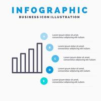 icono de línea de usuario de señal de interfaz analítica con fondo de infografía de presentación de 5 pasos vector