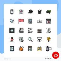 Set of 25 Modern UI Icons Symbols Signs for secure closed message sport ball Editable Vector Design Elements