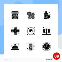 Set of 9 Modern UI Icons Symbols Signs for medicine form garden fitness bottle Editable Vector Design Elements