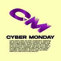 Cyber Monday Template Editable with Deep Text Effect and Yellow White Background. For Poster, Banner, Card Invitation, Social Media vector