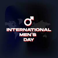 International Men's Day with Male Symbol and World Map Gradient Mesh Background. For Poster, Banner, Card Invitation, Social Media vector