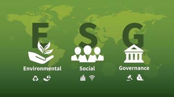 ESG - Environmental, Social and Corporate Governance Banner Information Technology Green Business Icon Renewable environment, society, vector