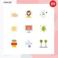 Modern Set of 9 Flat Colors and symbols such as chat computer eco vacation summer Editable Vector Design Elements