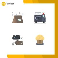 4 Flat Icon concept for Websites Mobile and Apps camp closing tent clipart test Editable Vector Design Elements