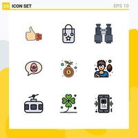 Set of 9 Modern UI Icons Symbols Signs for easter chat trip camping search Editable Vector Design Elements