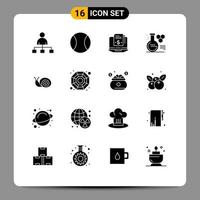 16 Universal Solid Glyphs Set for Web and Mobile Applications snail bug model education lab Editable Vector Design Elements