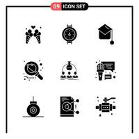 Set of 9 Solid Style Icons for web and mobile Glyph Symbols for print Solid Icon Signs Isolated on White Background 9 Icon Set vector