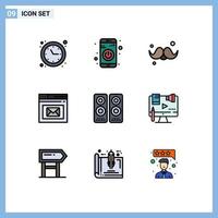 Set of 9 Modern UI Icons Symbols Signs for web mail accessories inbox gentleman Editable Vector Design Elements