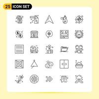 25 Thematic Vector Lines and Editable Symbols of circle money location investment finance Editable Vector Design Elements