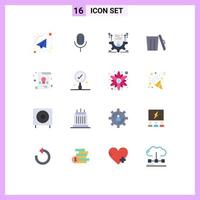 Mobile Interface Flat Color Set of 16 Pictograms of diploma trash cv garbage ecology Editable Pack of Creative Vector Design Elements