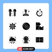 9 Solid Black Icon Pack Glyph Symbols for Mobile Apps isolated on white background 9 Icons Set vector