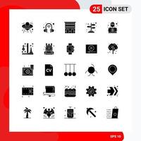 grupo universal de símbolos de iconos de 25 glifos sólidos modernos de dirección de la casa de detectives espías flechas elementos de diseño de vectores editables