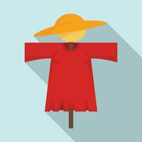 Scarecrow doll icon, flat style vector