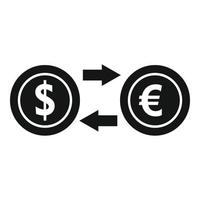 icono de conversión dólar euro, estilo simple vector