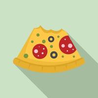 Bitten pizza slice icon, flat style vector