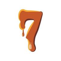 Number 7 from caramel icon vector