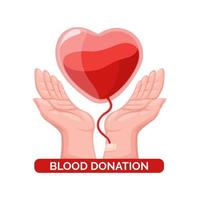 Blood Donation in hand symbol charity cartoon illustration vector