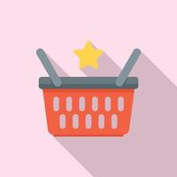 Sale bonus basket icon, flat style vector