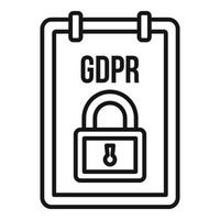 icono de información personal gdpr, estilo de esquema vector