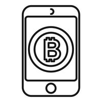 vector de contorno de icono de bitcoin móvil. criptomoneda digital