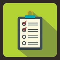 Clipboard with checklist icon, flat style vector