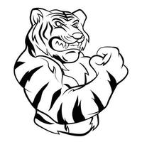 Tiger Punch Mascot Black and White vector