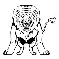 Lion Angry Black and White vector